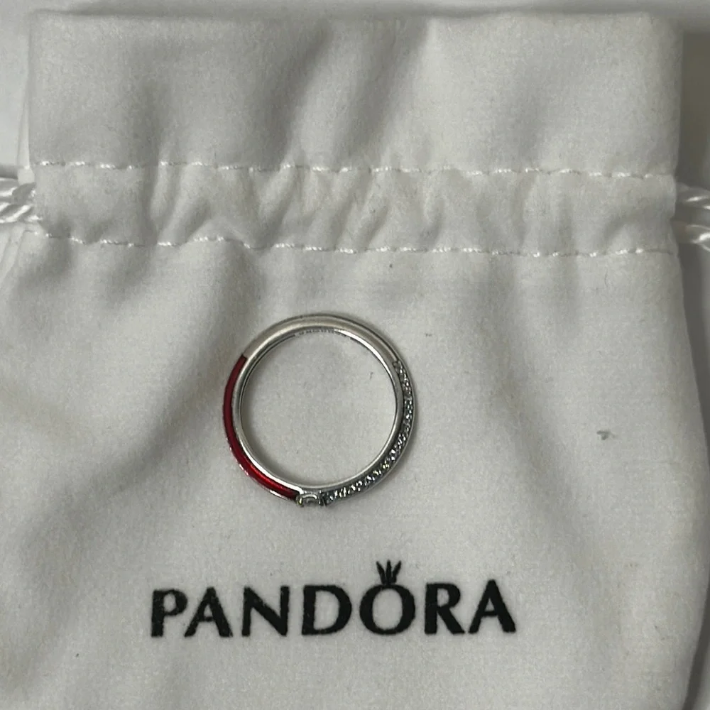 NWT Pandora Silver Ring with Crystal and Red Accents - Picture 3 of 5
